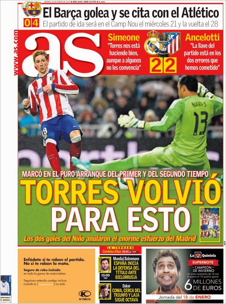 Portada AS: el niño Torres fulmina al Madrid Portada AS: el niño Torres fulmina al Madrid