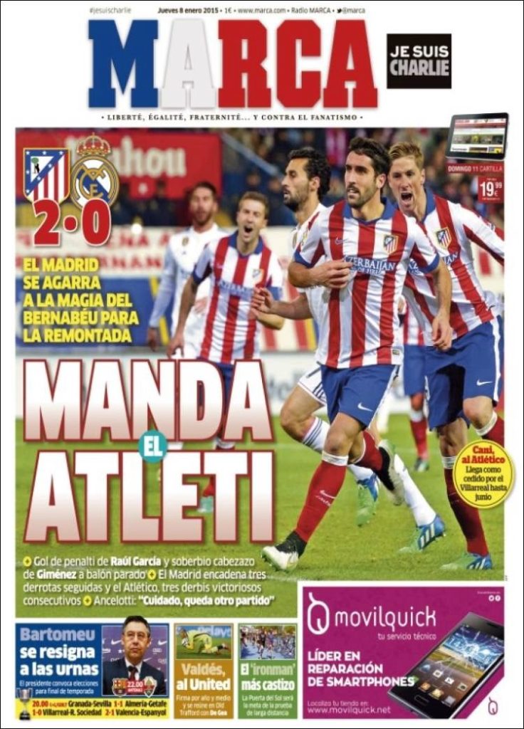 Portada Marca: Manda el Atlético en Copa del Rey Portada Marca: Manda el Atlético en Copa del Rey