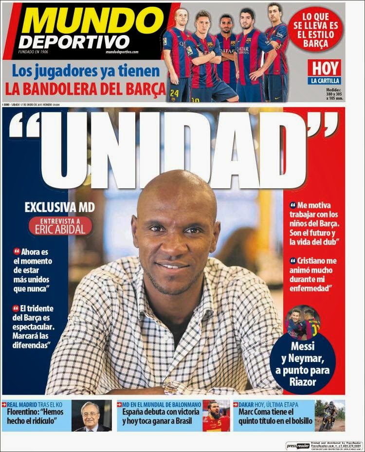Portada Mundo Deportivo: Eric Abidal Portada Mundo Deportivo: Eric Abidal