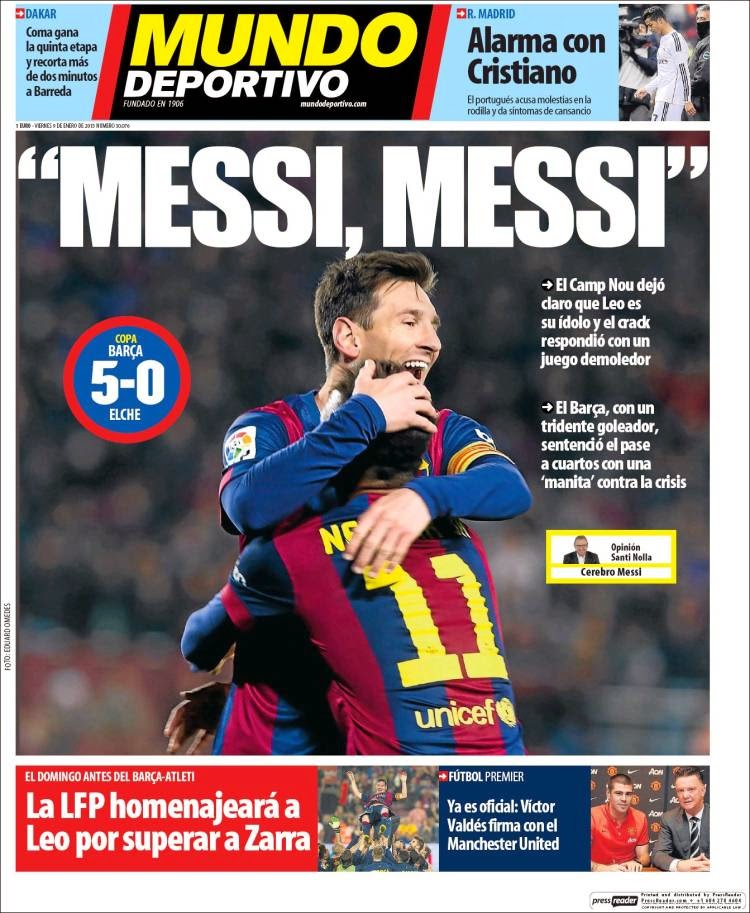 Portada Mundo Deportivo: el Camp Nou corea a Messi Portada Mundo Deportivo: el Camp Nou corea a Messi