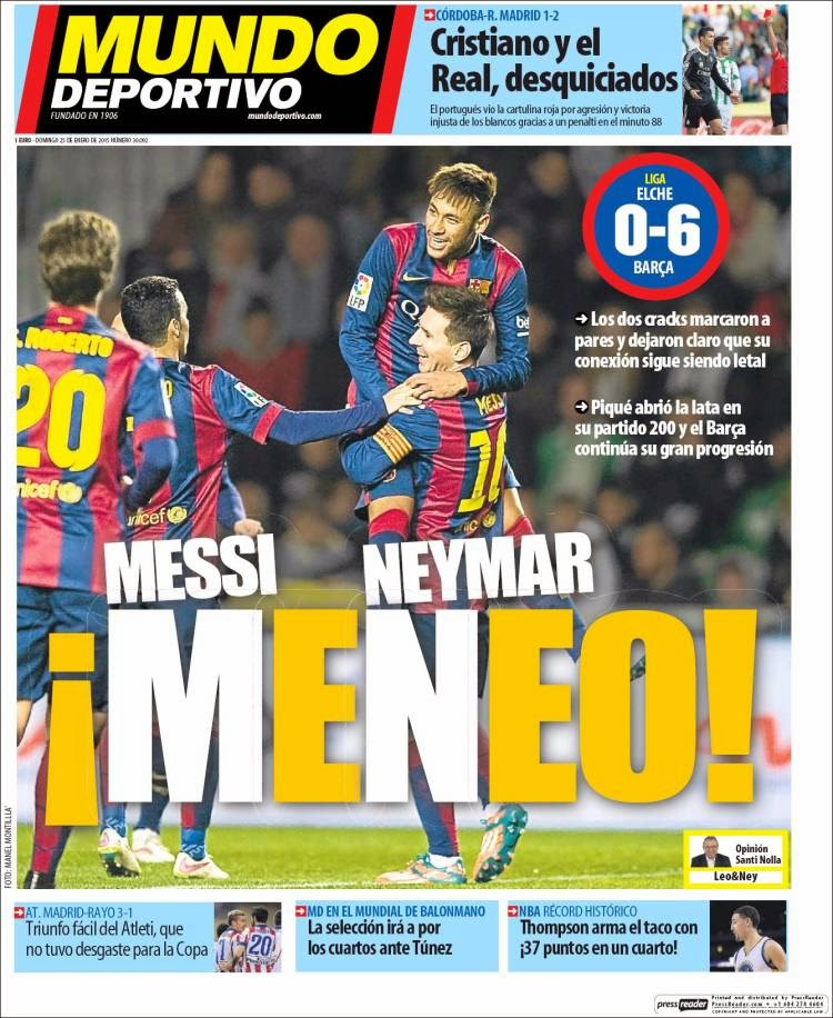 Portada Mundo Deportivo: El Barça goles 6-0 al Elche Portada Mundo Deportivo: El Barça goles 6-0 al Elche