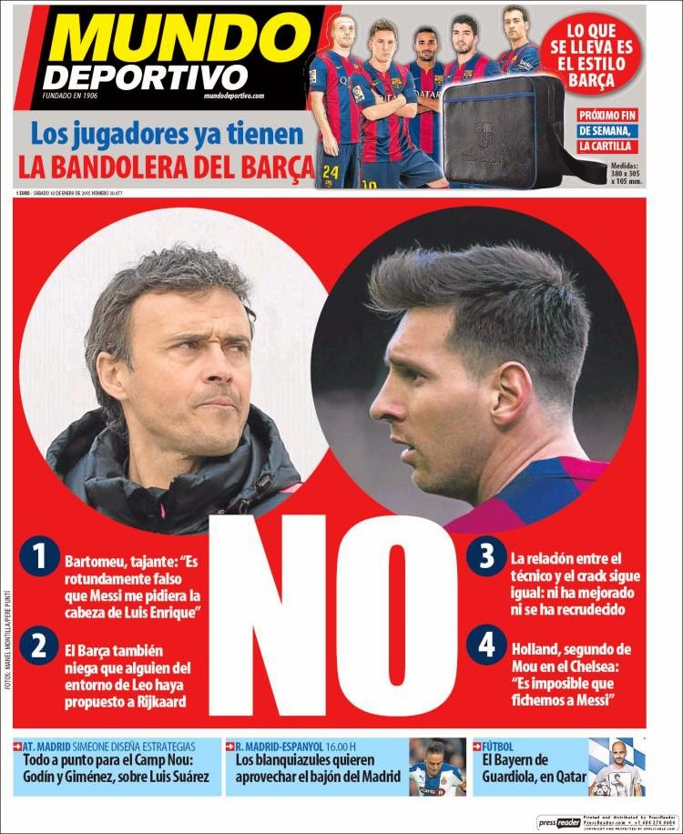 Portada Mundo Deportivo: la crisis Messi-Luis Enrique Portada Mundo Deportivo: la crisis Messi-Luis Enrique