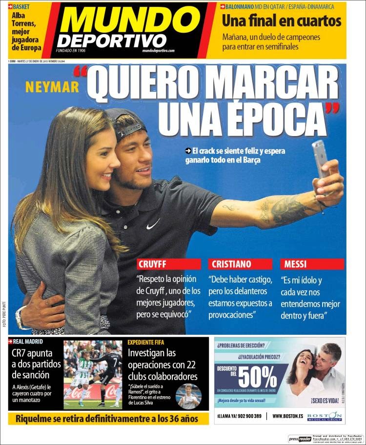 Portada Mundo Deportivo: Neymar quiere marcar época Portada Mundo Deportivo: Neymar quiere marcar época