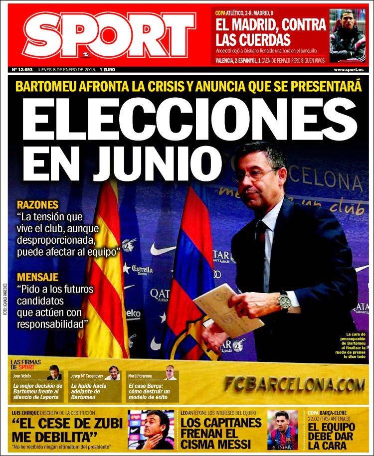 Portada Sport: elecciones en junio Portada Sport: elecciones en junio bartomeu