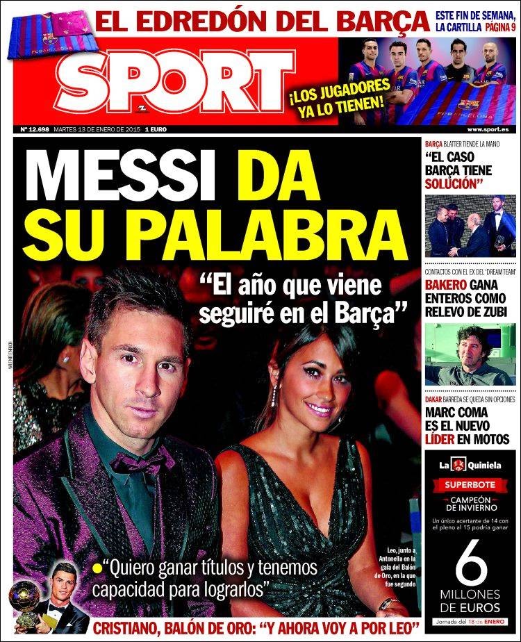 Portada Sport: Cristiano Ronaldo Balón de Oro 2014 Portada Sport: Cristiano Ronaldo Balón de Oro 2014