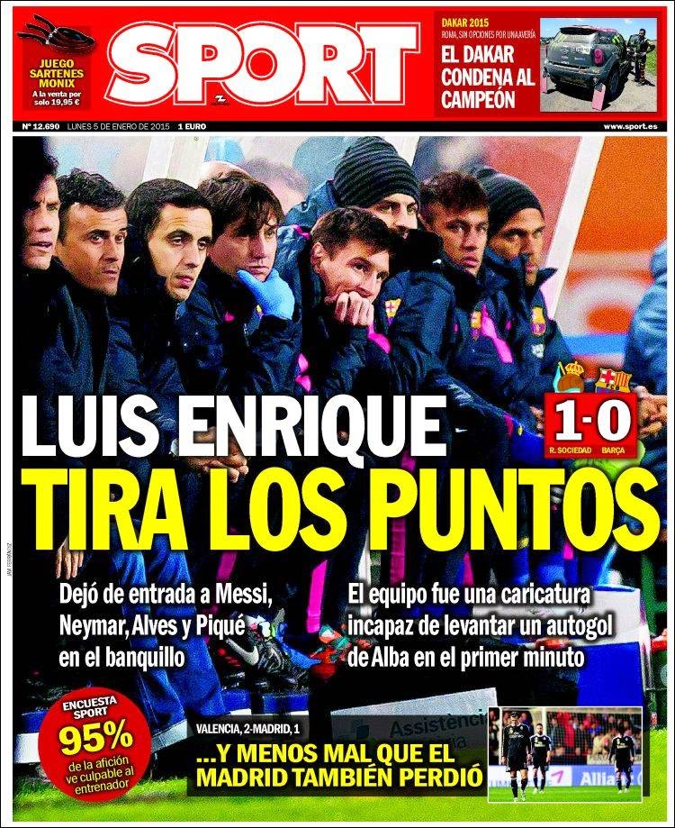 Portada Sport: Luis Enrique tira los puntos Portada Sport: Luis Enrique tira los puntos