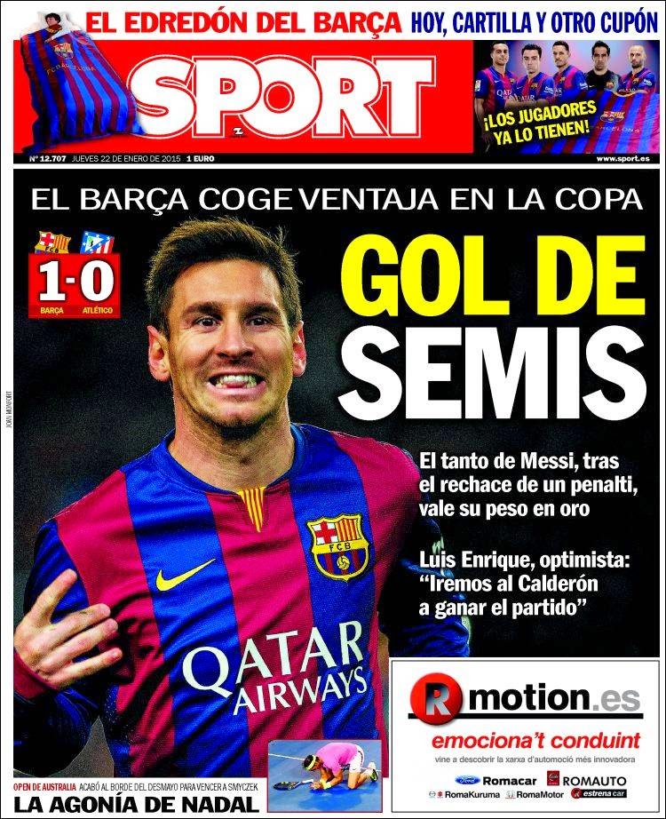 El Barça vence al Atlético, el Calderón decide: las portadas