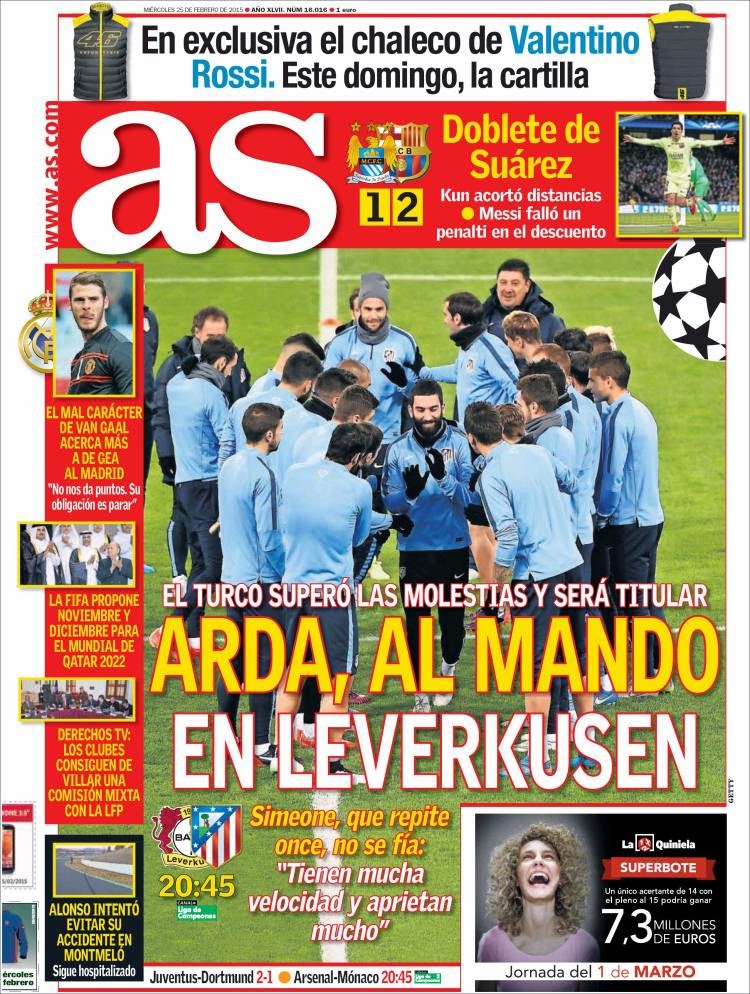 Portada AS: Arda al mando en Leverkusen Portada AS: Arda al mando en Leverkusen