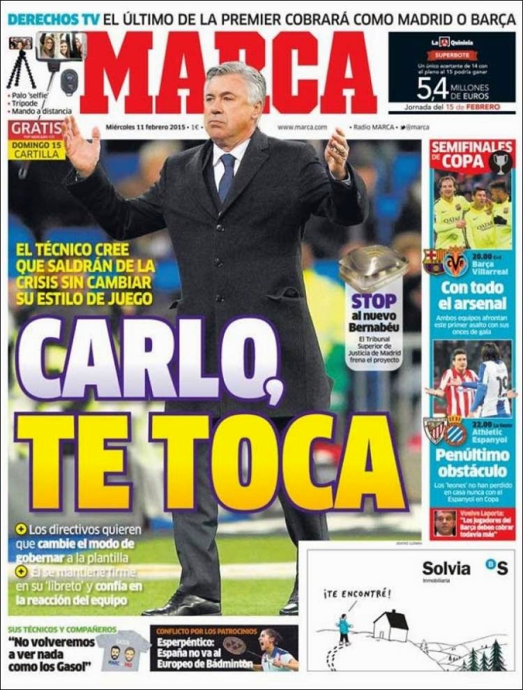 Portada Marca: Carlo te toca Portada Marca: Carlo te toca ancelotti
