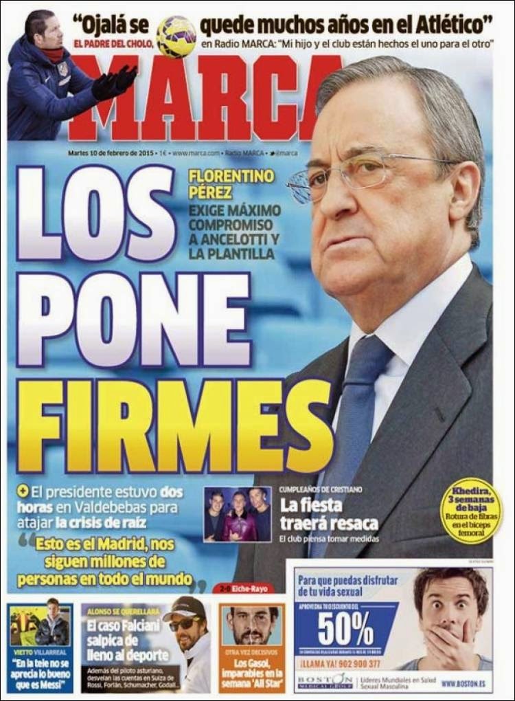Madrid, de la fiesta a la crisis, bronca de Florentino: las portadas