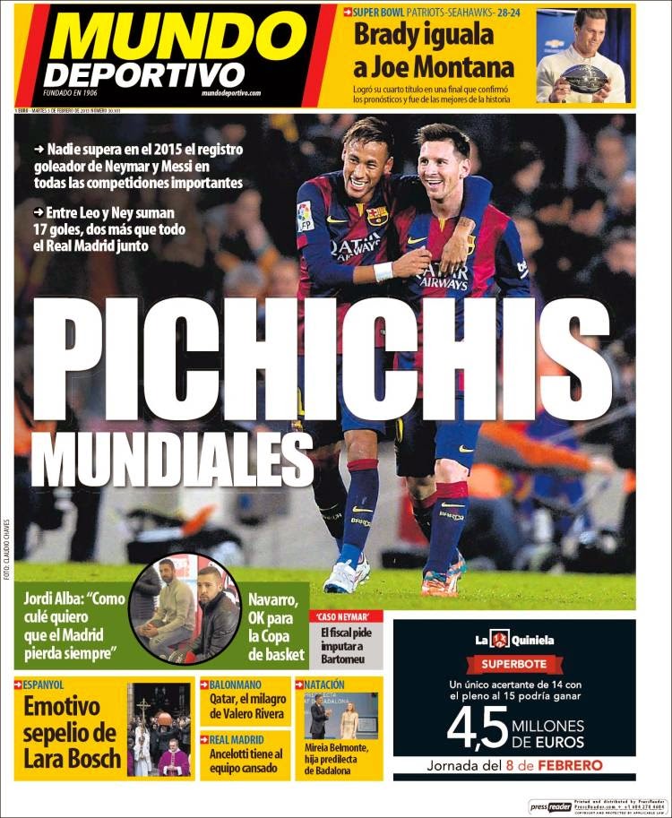Portada Mundo Deportivo: Pichichis Mundiales Portada Mundo Deportivo: Pichichis Mundiales messi y neymar
