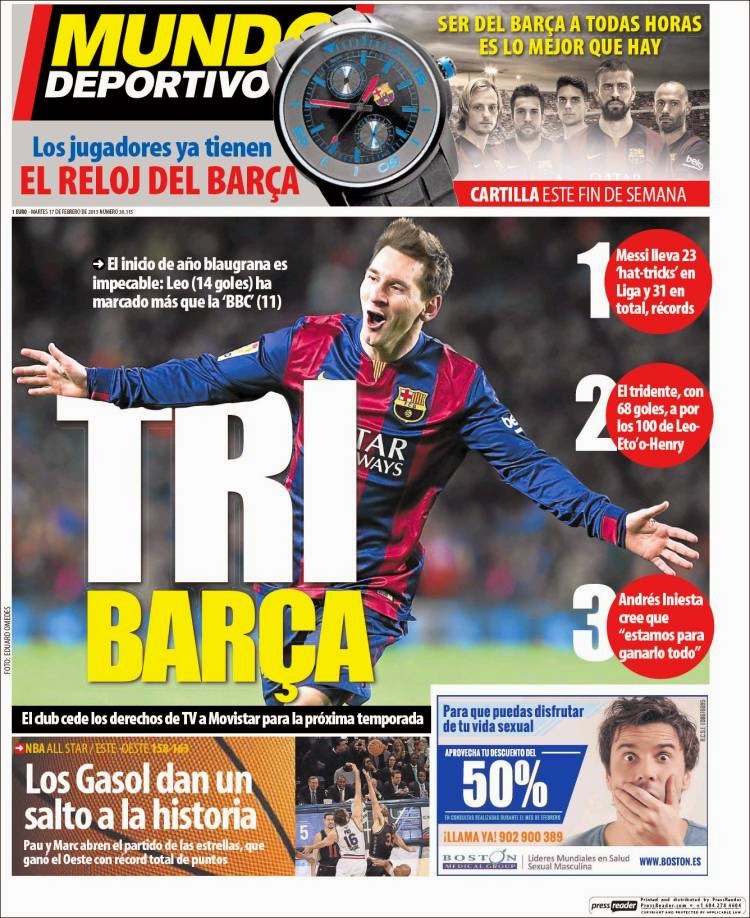 Portada Mundo Deportivo: Tri Barça Portada Mundo Deportivo: Tri Barça