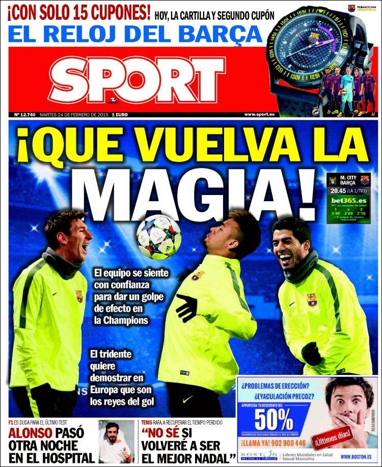 Portada Sport: vuelve la Magia de la Champions Portada Sport: vuelve la Magia de la Champions