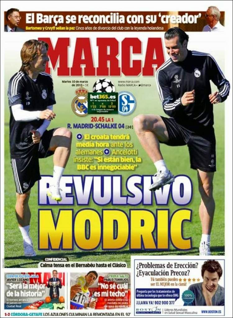 Vuelve Modric, Suárez despega, BBC innegociable: portadas prensa