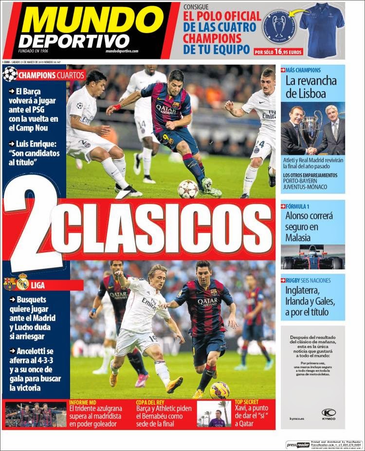 Portada Mundo Deportivo: 2 clásicos Portada Mundo Deportivo: 2 clásicos