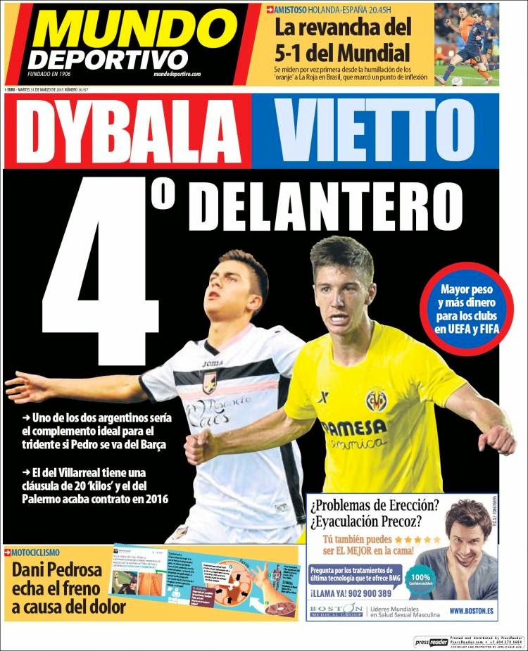 Portada Mundo Deportivo: Dybala-Vietto Portada Mundo Deportivo: Dybala-Vietto