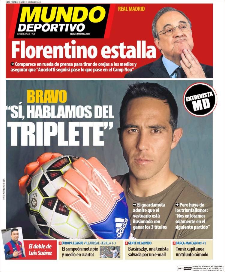Portada Mundo Deportivo: Hablamos de triplete Portada Mundo Deportivo: Hablamos de triplete