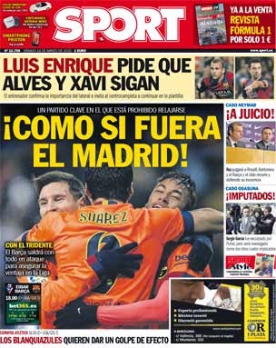 Portada Sport: como si fuera el Madrid Portada Sport: como si fuera el Madrid