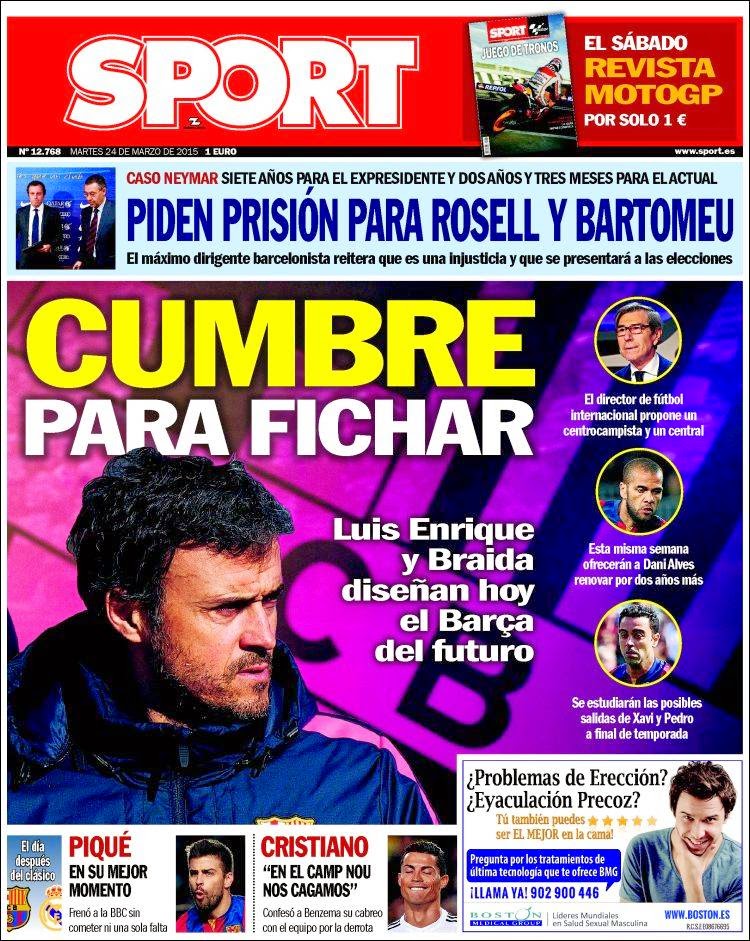 Portada Sport: cumbre para fichar Portada Sport: cumbre para fichar