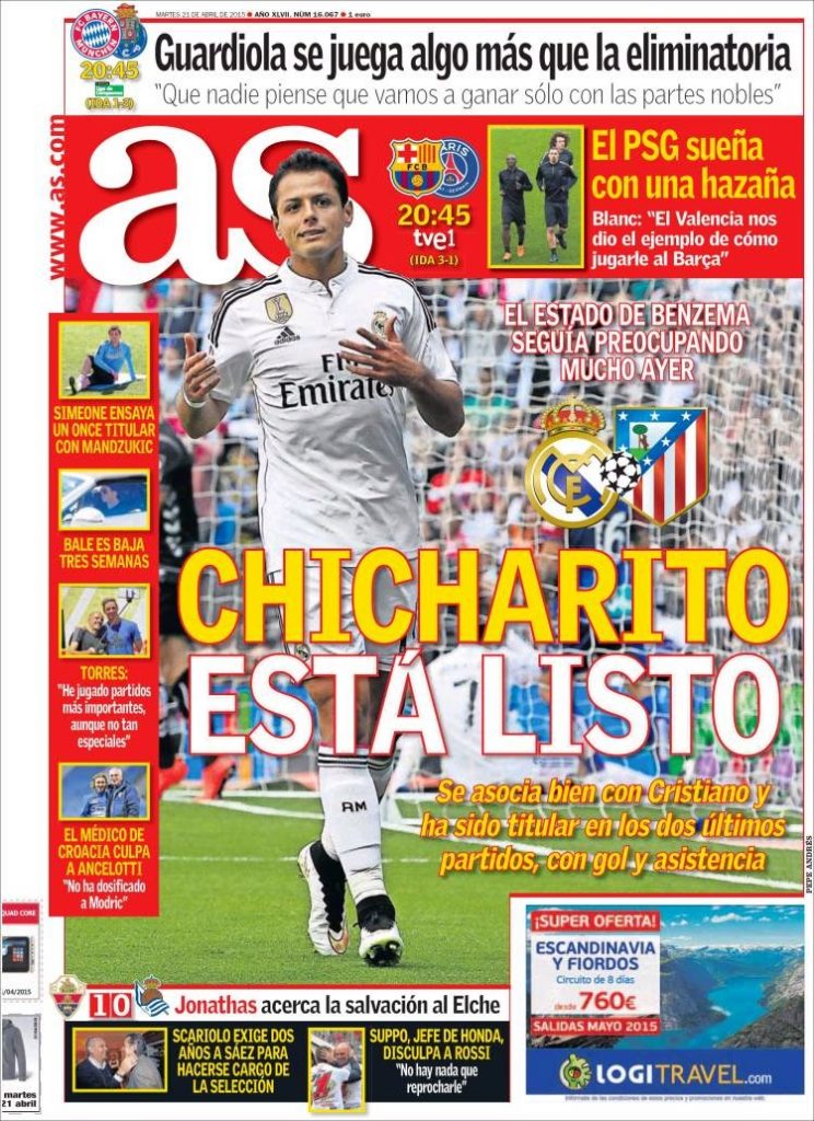 Portada AS: Chicharito está listo Portada AS: Chicharito está listo