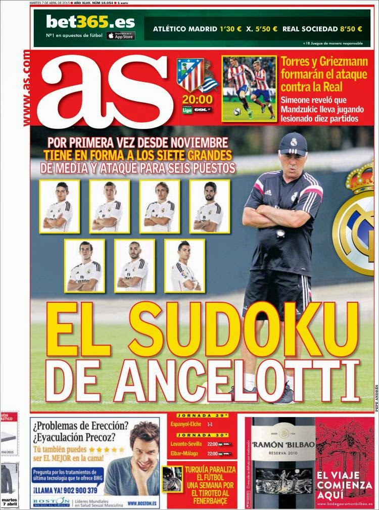 Portada AS: el Sudoku de Ancelotti Portada AS: el Sudoku de Ancelotti
