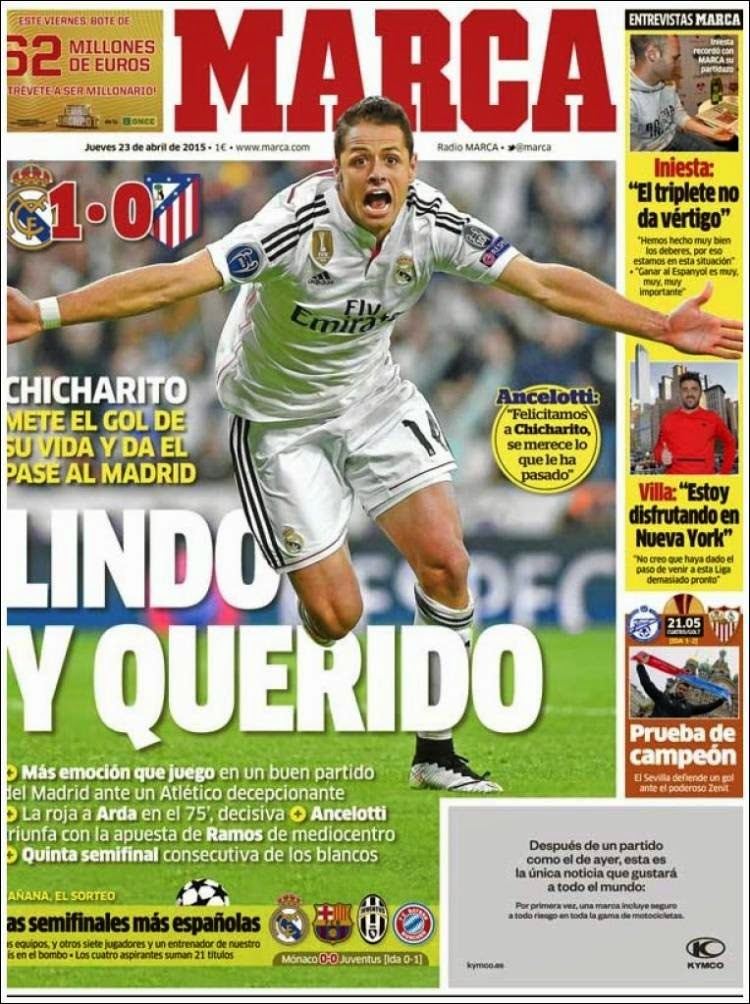Chicharito inmortal, el héroe del Real Madrid, mañana sorteo de semis: las portads