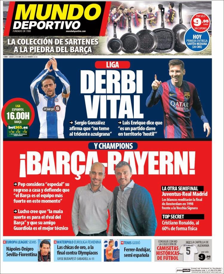 Portada Mundo Deportivo: Derbi Vital Portada Mundo Deportivo: Derbi Vital