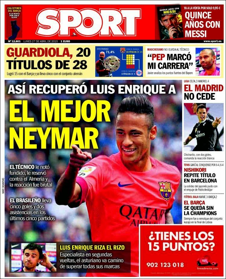 Portada Sport: el mejor Neymar Portada Sport: el mejor Neymar
