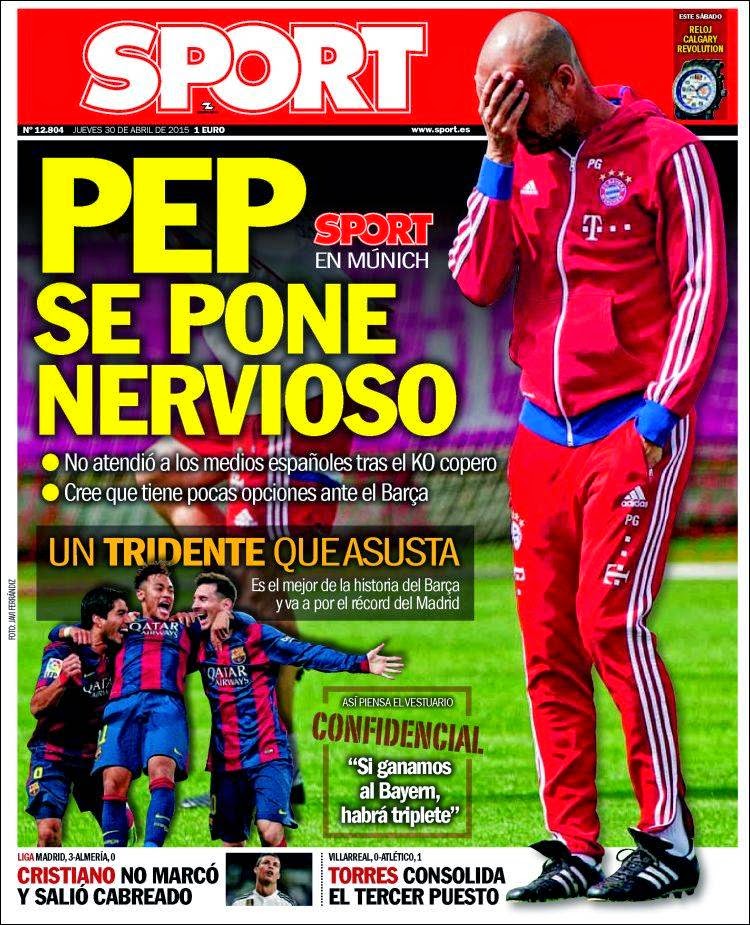 Portada Sport: Pep se pone nervioso Portada Sport: Pep se pone nervioso