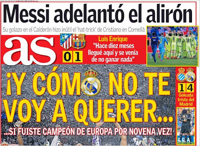 Portada AS: Messi adelantó el Alirón