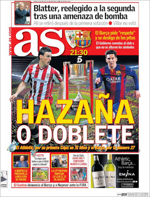 Portada AS: Hazaña o Doblete final copa rey athletic club barcelona