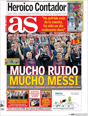 Portada AS: Mucho ruido Mucho Messi barcelona campeon copa rey