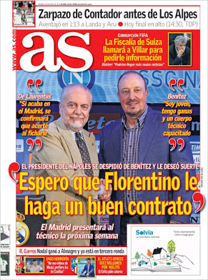 Portada AS: Benítez ya es casi del Madrid Portada AS: Benítez ya es casi del Madrid