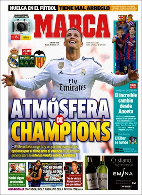 El Madrid se la juega ante Valencia, el Barça unido por el triplete: portadas