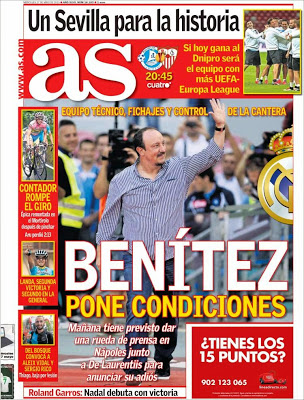 Portada AS: Benítez pone condiciones