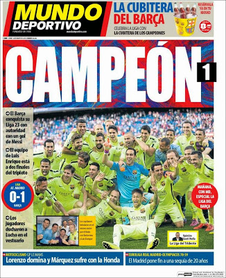 Portada Mundo Deportivo: Barcelona Campeón 2014/2015 liga bbva