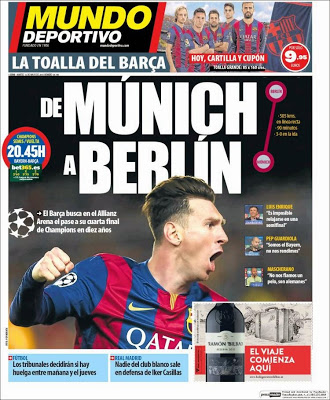 El Barça, de Múnich a Berlín, Casillas innegociable: las portadas