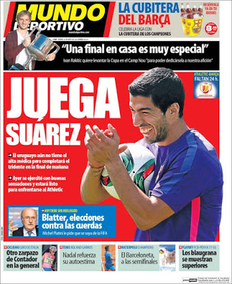 Portada Mundo Deportivo: Juega Suárez la final de Copa del Rey Portada Mundo Deportivo: Juega Suárez la final de Copa del Rey