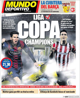 Portada Mundo Deportivo: Liga, Copa, Champions