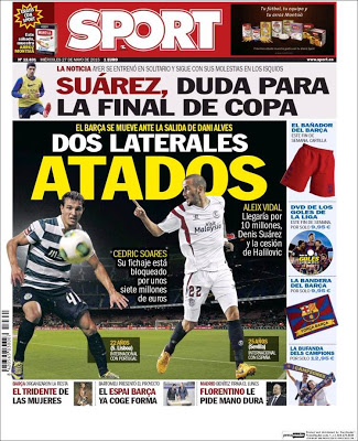 Portada Sport: Suárez, duda para la copa