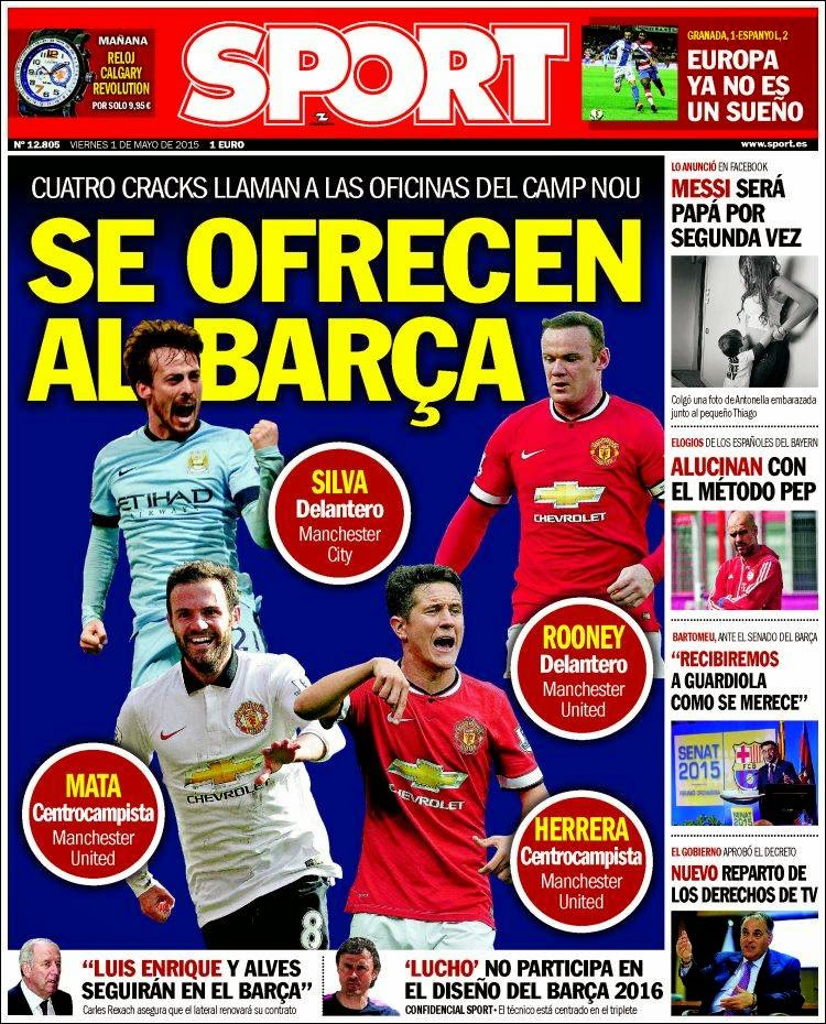 Portada Sport: Fichajes Portada Sport: Fichajes del barça