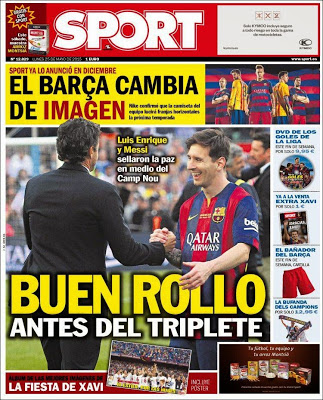 Portada Sport: Buen rollo antes del triplete Portada Sport: Buen rollo antes del triplete