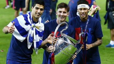 messi suarez y neymar con la champions league 2015
