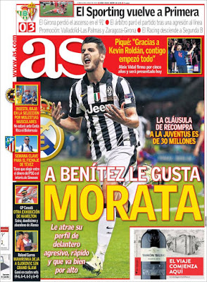 Portada AS: Benítez quiere a Morata Portada AS: Benítez quiere a Morata