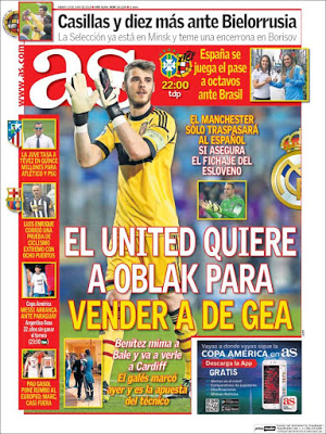Portada AS: De Gea Portada AS: De Gea