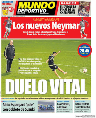 Portada Mundo Deportivo: duelo vital de la roja Portada Mundo Deportivo: duelo vital de la roja
