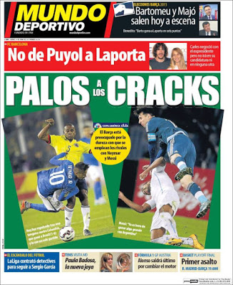 Palos a los cracks Messi y Neymar: las portadas