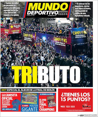 Tributo al triplete en el Camp Nou, Benítez quiere a Morata: las portadas