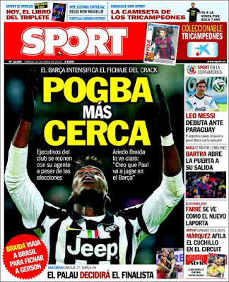 Portada Sport: Pogba más cerca Portada Sport: Pogba más cerca