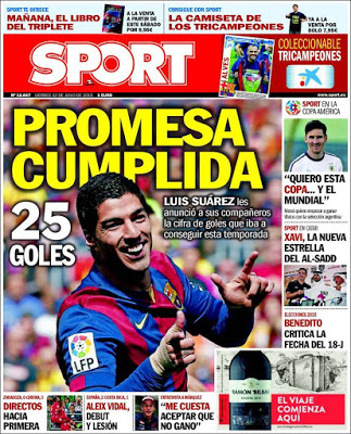 Portada Sport: Promesa cumplida Portada Sport: Promesa cumplida luis suárez